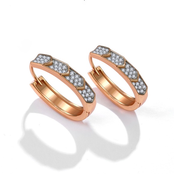 New 18K Gold Plated Stud Hoops Earrings - Picture 2 of 9